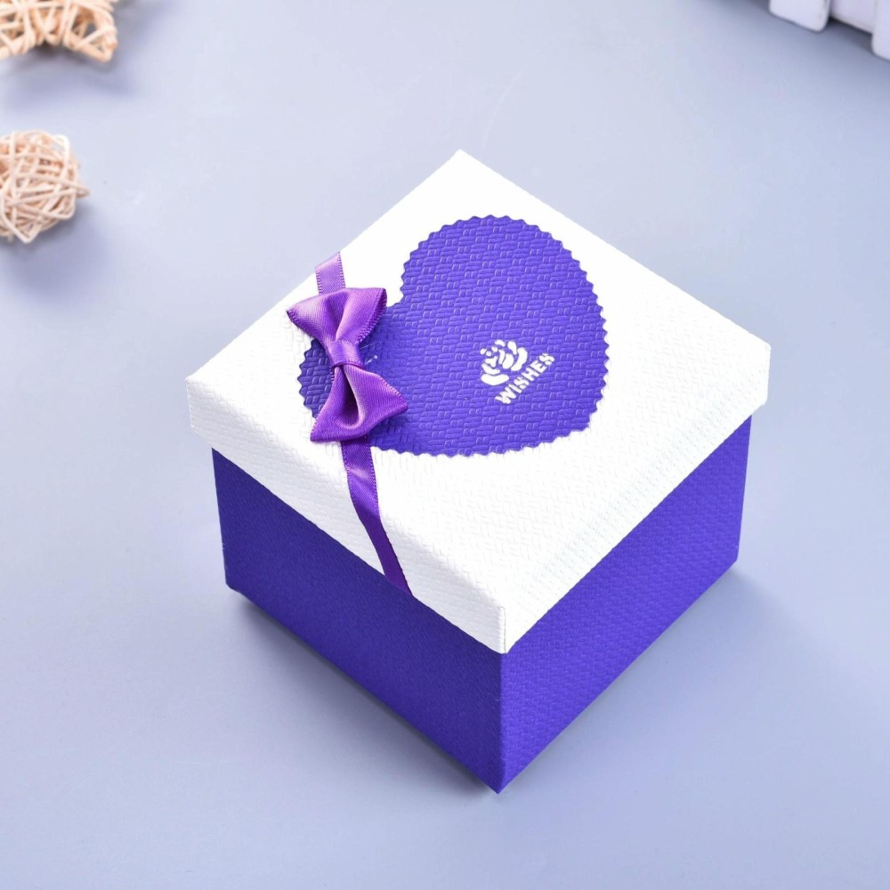 Paper Valentine Day Gift Box With Bow, Specification: 10x10x10cm(Purple)