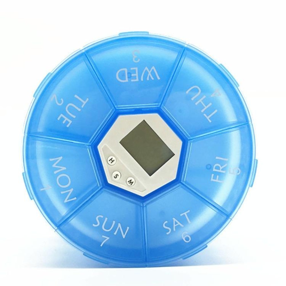 TF141 7-Cell Night Lighting Electronic Pill Box Portable Timing Reminder Pill Box, Size: 11x2.5cm(Blue)