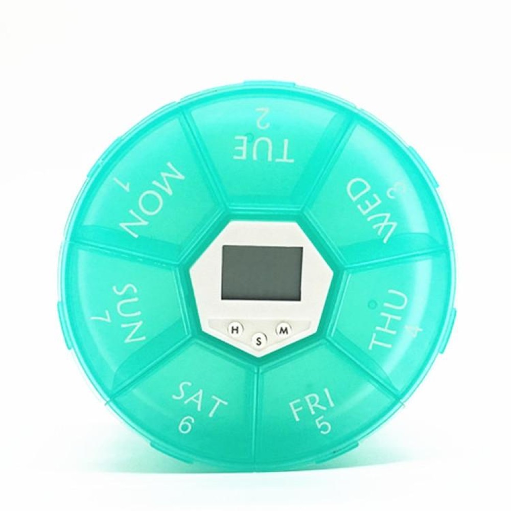 TF141 7-Cell Night Lighting Electronic Pill Box Portable Timing Reminder Pill Box, Size: 11x2.5cm(Green)