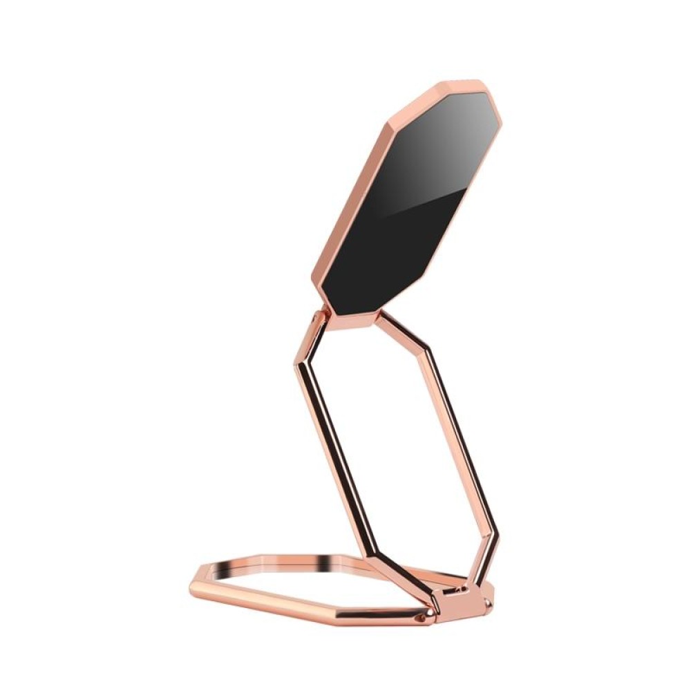 Folding And Sticking Zinc Alloy Mobile Phone Ring Holder Car Magnetic Ring Buckle(Rose Gold)