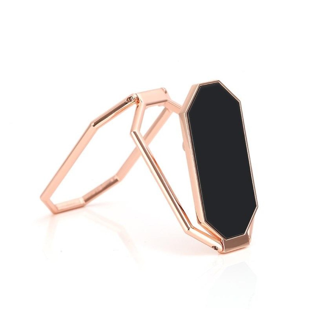 Folding And Sticking Zinc Alloy Mobile Phone Ring Holder Car Magnetic Ring Buckle(Rose Gold)
