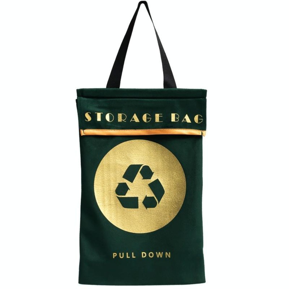 Velvet Wall-Mounted Garbage Bag Storage Hanging Bag Multifunctional Storage Bag(Dark Green)