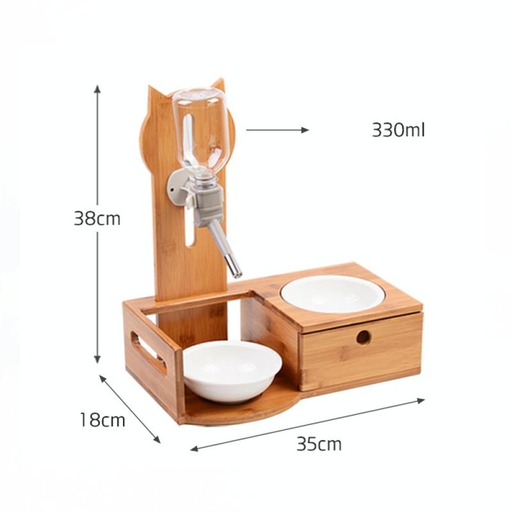 Pet Solid Wood Vertical Automatic Drinking Bowl For Cats And Dogs, Color Random Delivery, Specification: Drawer+Waterer Board