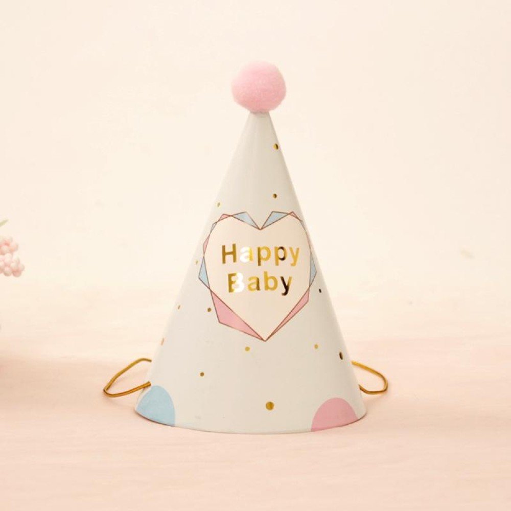 10 PCS Children Adult Birthday Party Hat Fur Ball Birthday Paper Hat(Polygon Love Heart)