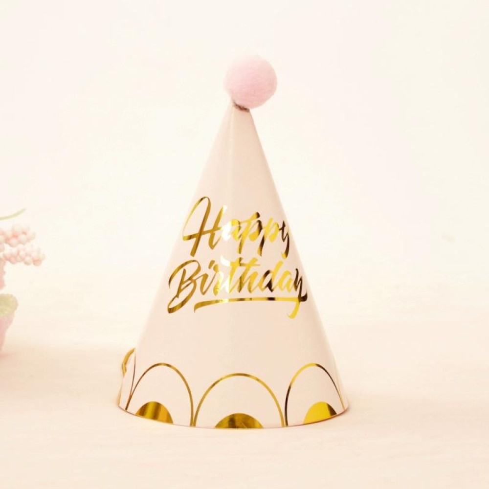 10 PCS Children Adult Birthday Party Hat Fur Ball Birthday Paper Hat(European Lace Pink)