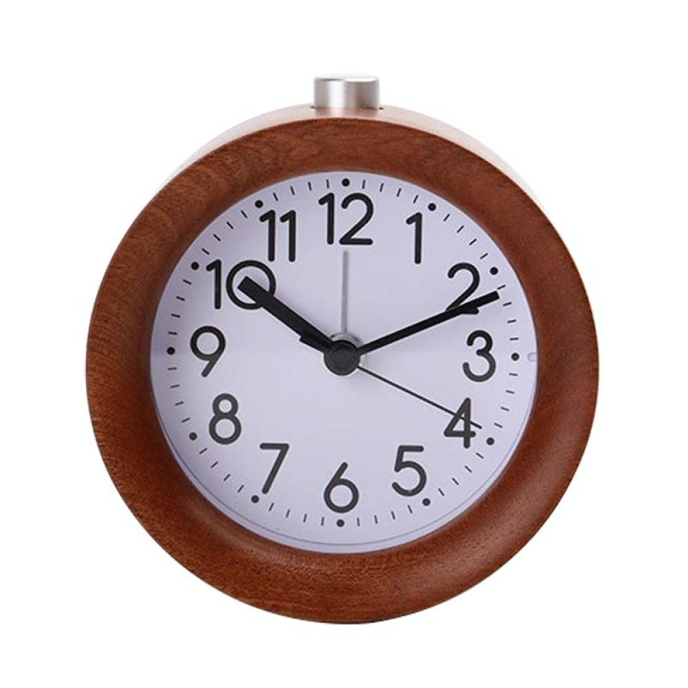 Solid Wood Silent Snooze Alarm Clock with Pointer(Round Dark)