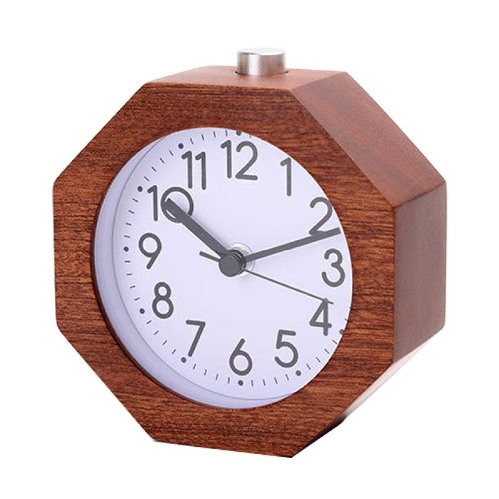 Solid Wood Silent Snooze Alarm Clock with Pointer(Octagonal Dark)