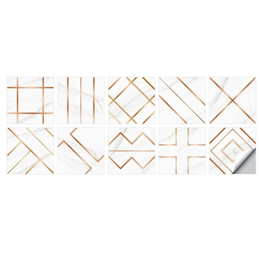 Geometric Pattern Staircase Wall Tile Sticker Kitchen Stove Water And Oil Proof Stickers, Specification: S: 10x10cm(HT-011 Copper)