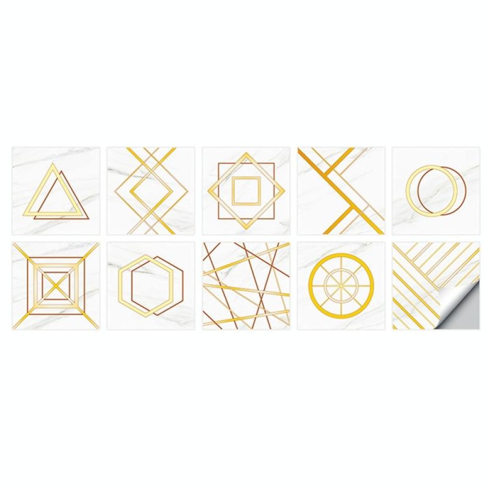 Geometric Pattern Staircase Wall Tile Sticker Kitchen Stove Water And Oil Proof Stickers, Specification: S: 10x10cm(HT-012 Golden)