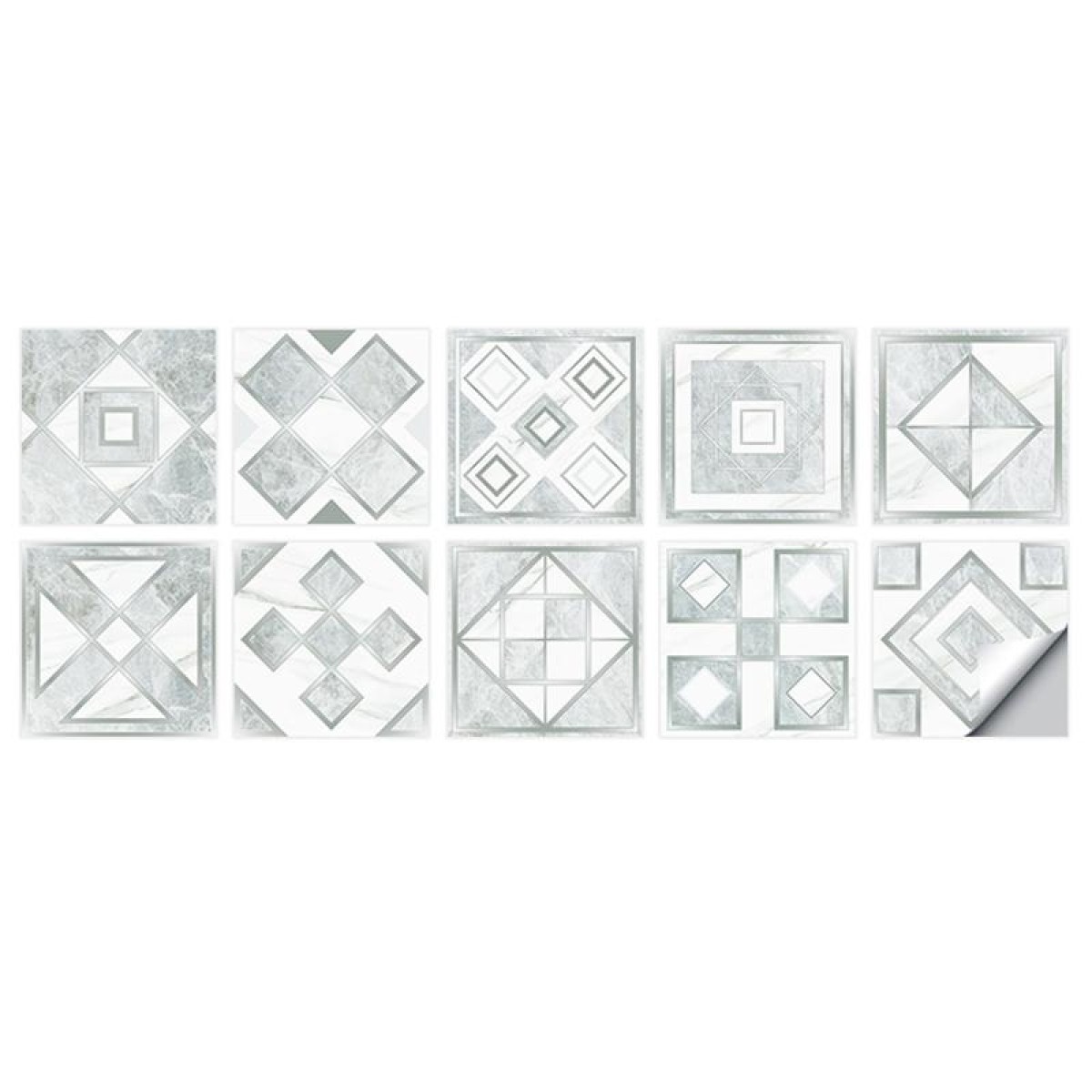 Geometric Pattern Staircase Wall Tile Sticker Kitchen Stove Water And Oil Proof Stickers, Specification: S: 10x10cm(HT-013 Silver)