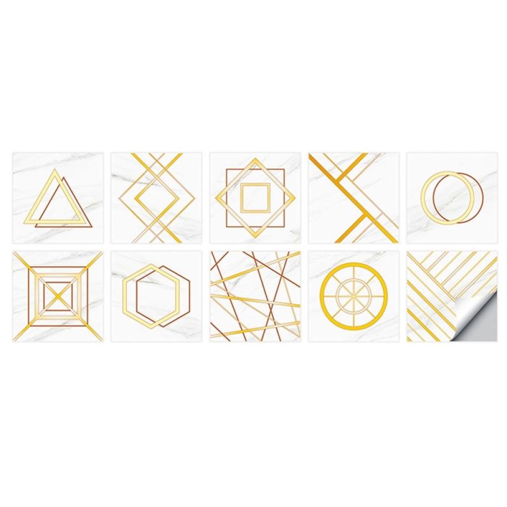 Geometric Pattern Staircase Wall Tile Sticker Kitchen Stove Water And Oil Proof Stickers, Specification: M: 15x15cm(HT-012 Golden)