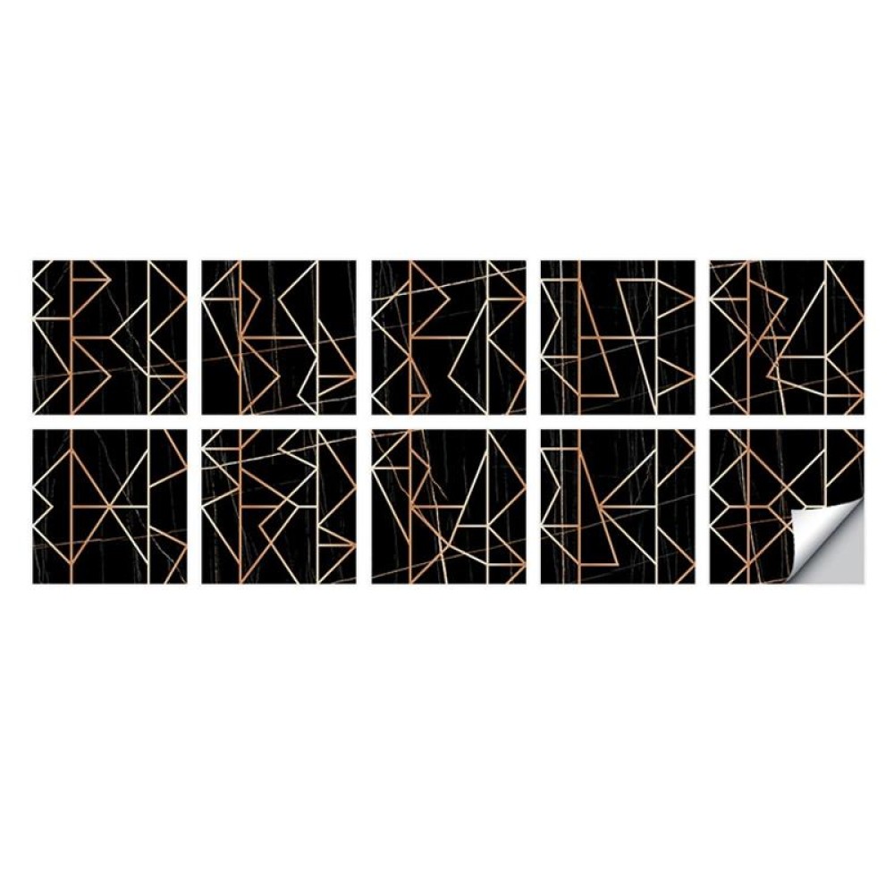 Geometric Pattern Staircase Wall Tile Sticker Kitchen Stove Water And Oil Proof Stickers, Specification: M: 15x15cm(HT-019 Geometric Copper)