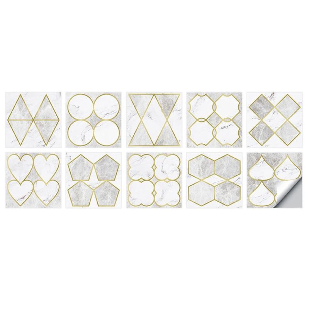 Geometric Pattern Staircase Wall Tile Sticker Kitchen Stove Water And Oil Proof Stickers, Specification: L: 20x20cm(HT-014 Light Gold)