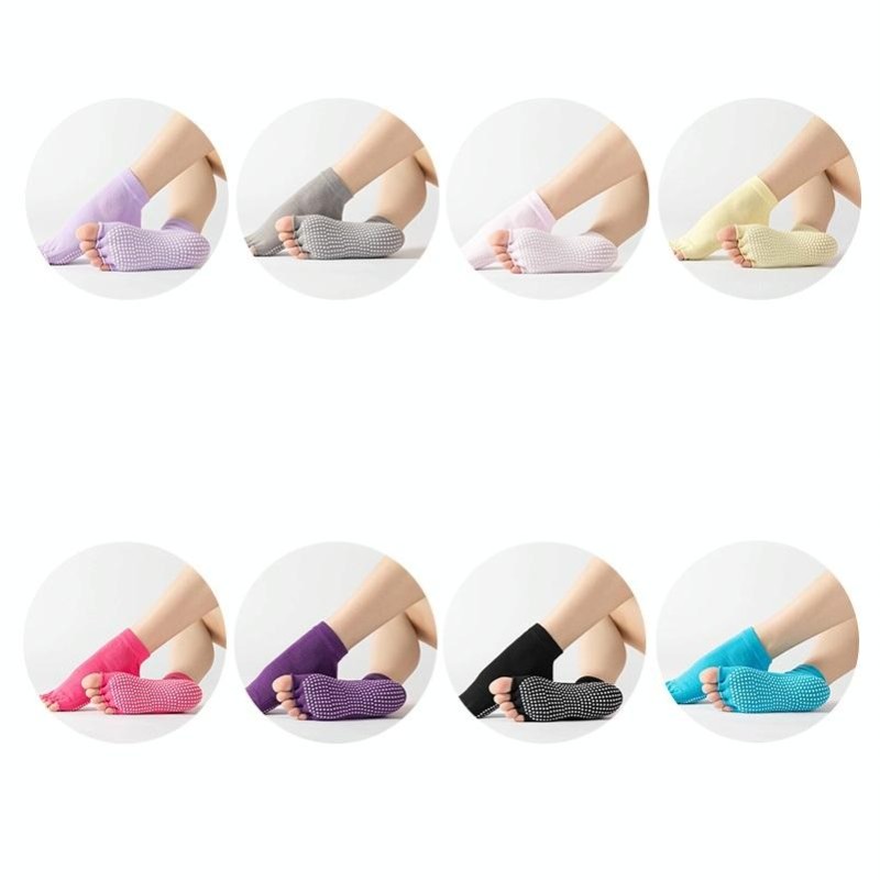 3 Pair Open-Toe Yoga Socks Indoor Sports Non-Slip Five-Finger Dance Socks, Size: One Size(Pure Color Light Purple)