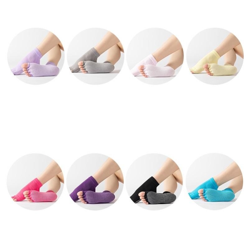 3 Pair Open-Toe Yoga Socks Indoor Sports Non-Slip Five-Finger Dance Socks, Size: One Size(Pure Color Light Gray)