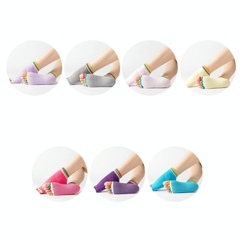 3 Pair Open-Toe Yoga Socks Indoor Sports Non-Slip Five-Finger Dance Socks, Size: One Size(Color Light Purple)