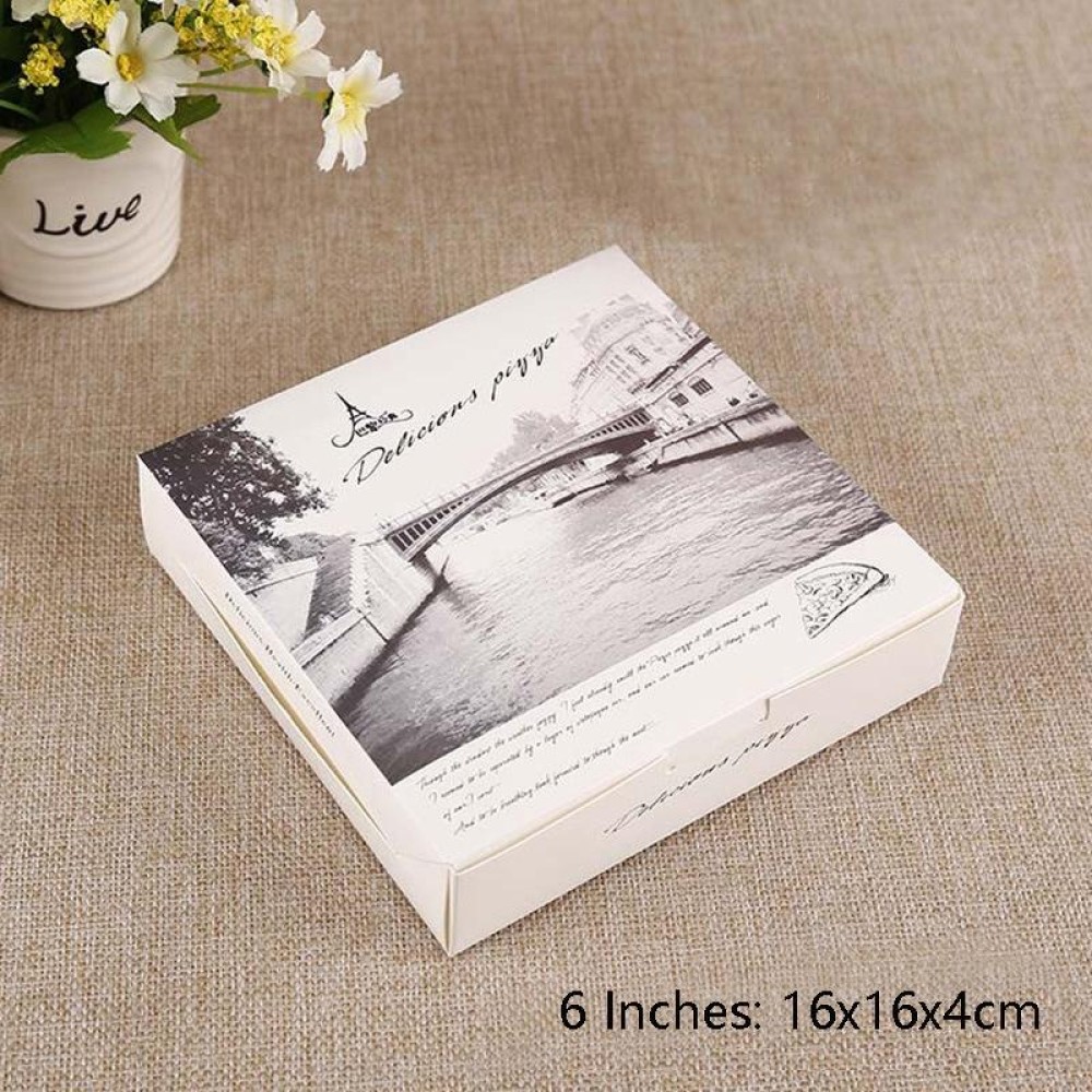 30 PCS Pizza Takeaway Packaging Carton Pizza Packaging Box, Specification: 6 Inches: 16x16x4cm(Bridge)
