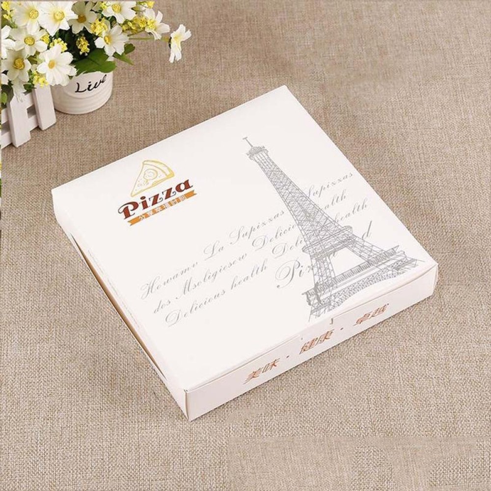 Pizza Takeaway Packaging Carton Pizza Packaging Box, Specification: 10 Inches: 27x27x4.5cm(Eiffel Tower)