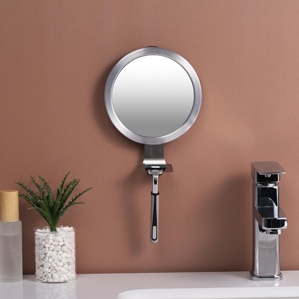 Bathroom Suction Cup Anti-Fog Mirror Aluminum Alloy With Hook Round Mirror