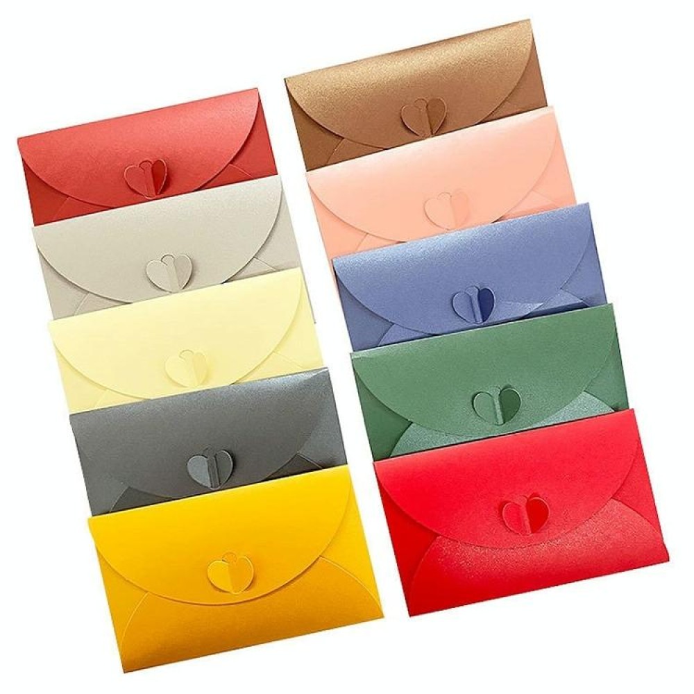 10pcs Love Buckle Pearl Paper Hot Stamping Envelope Invitation Letter(Red)