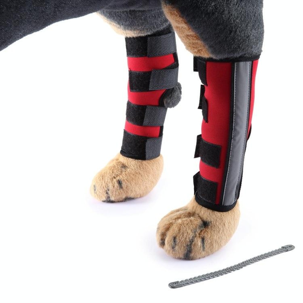 Pet Knee Pads Dog Leg Guards Pet Protective Gear Surgery Injury Sheath, Size: S(HJ29 Reflective With Support Bar Red)