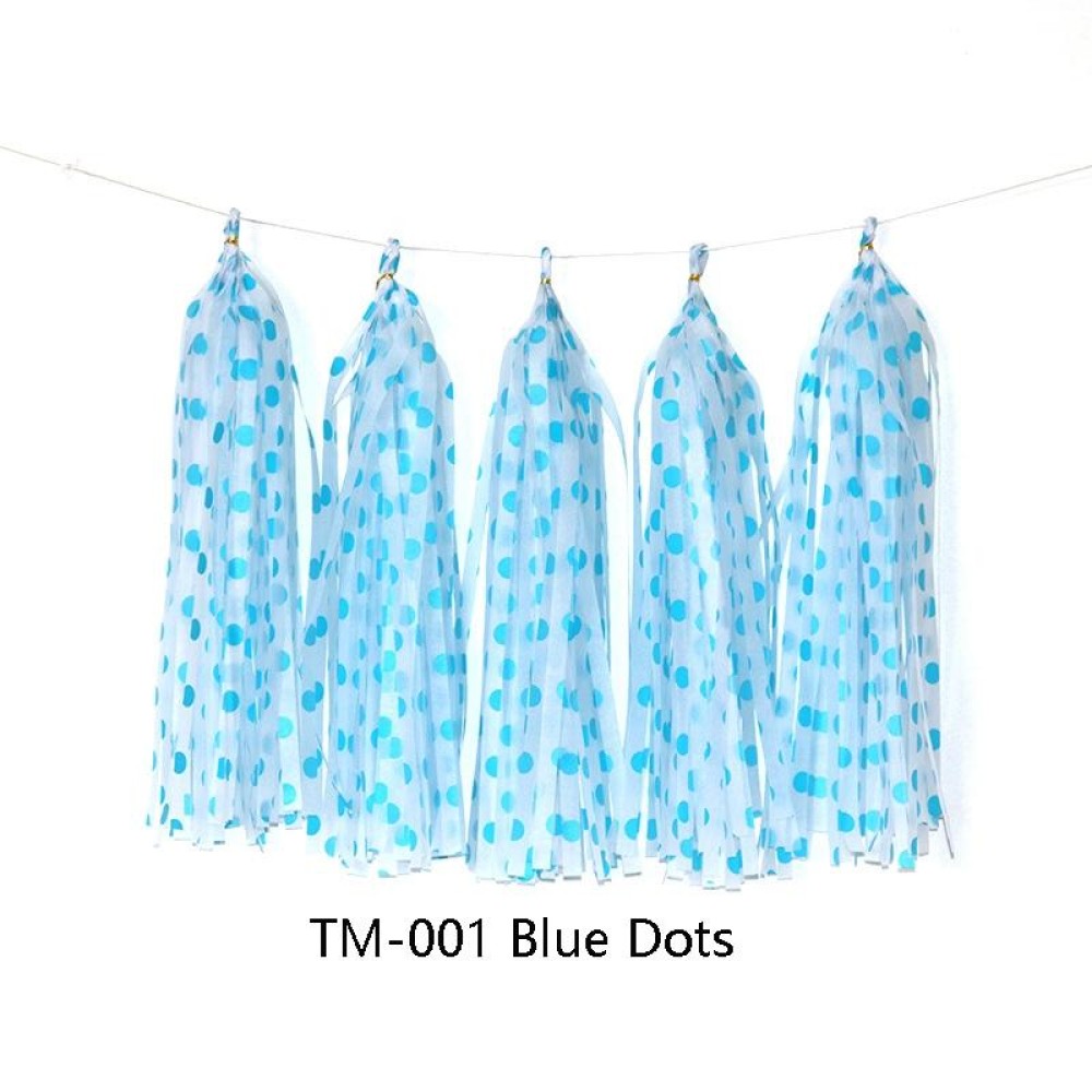 Color Polka Dot Paper Tassels Birthday Room Decoration Ribbon Garland(TM-001 Blue Dots)