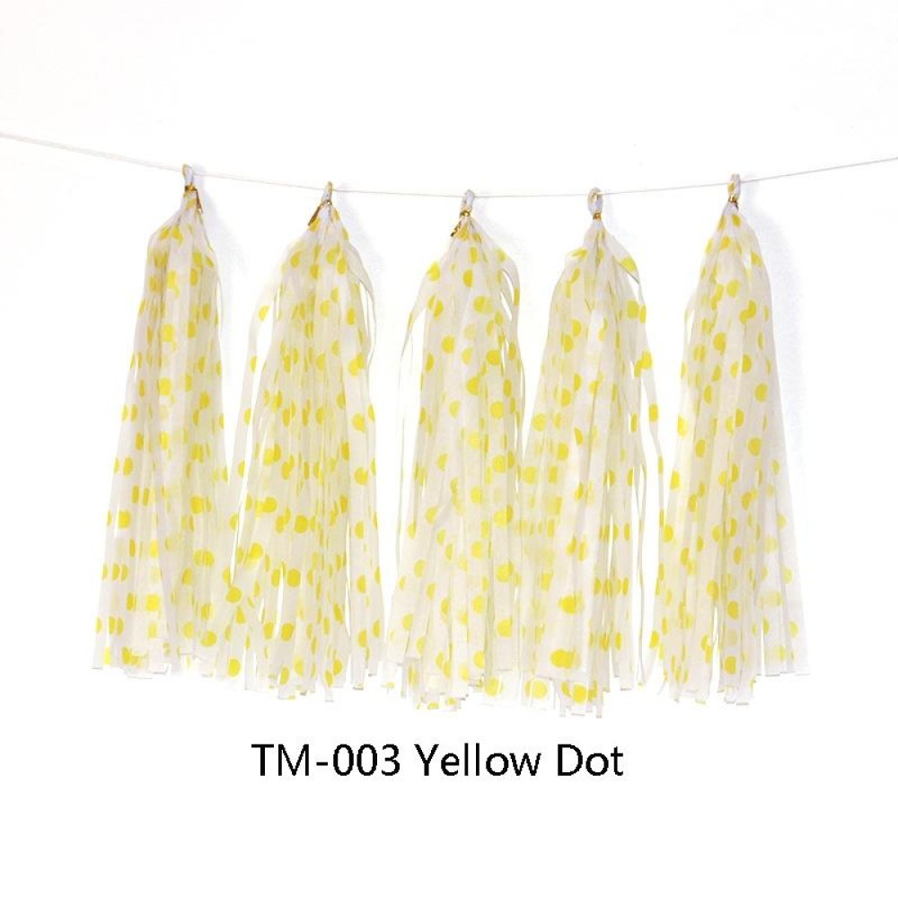 Color Polka Dot Paper Tassels Birthday Room Decoration Ribbon Garland(TM-003 Yellow Dot)