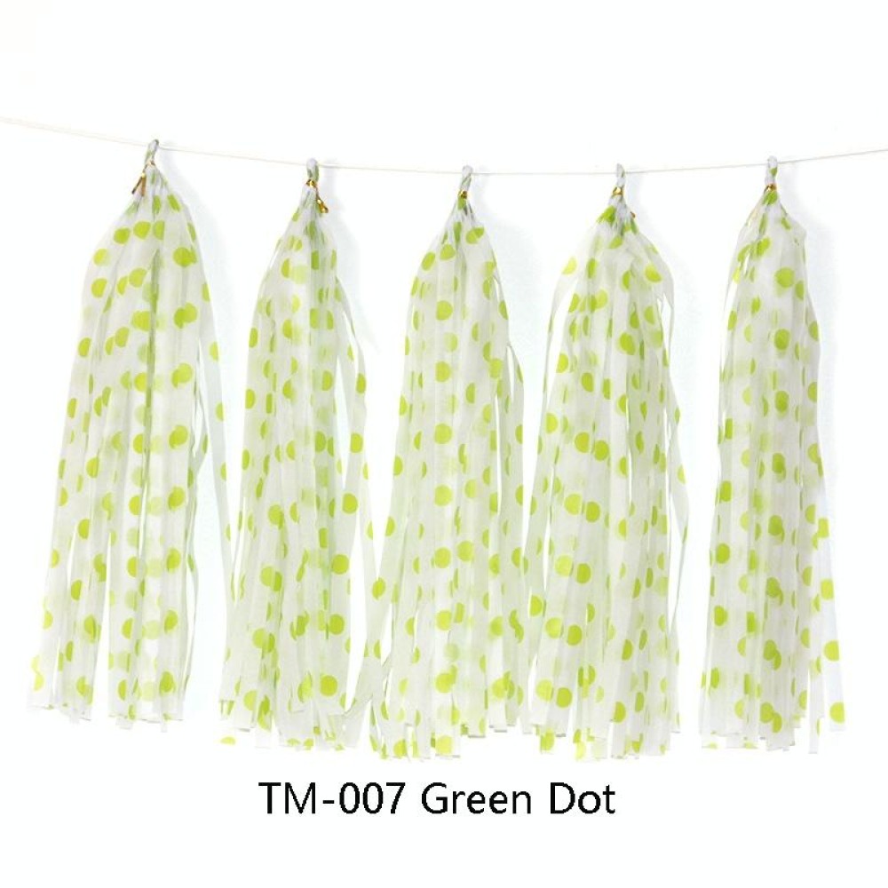 Color Polka Dot Paper Tassels Birthday Room Decoration Ribbon Garland(TM-007 Green Dot)