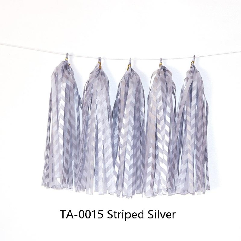 Color Polka Dot Paper Tassels Birthday Room Decoration Ribbon Garland(TA-0015 Striped Silver)