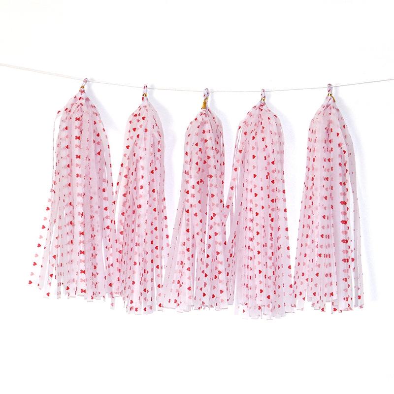 Color Polka Dot Paper Tassels Birthday Room Decoration Ribbon Garland(TM-0016 Peach Heart Red)
