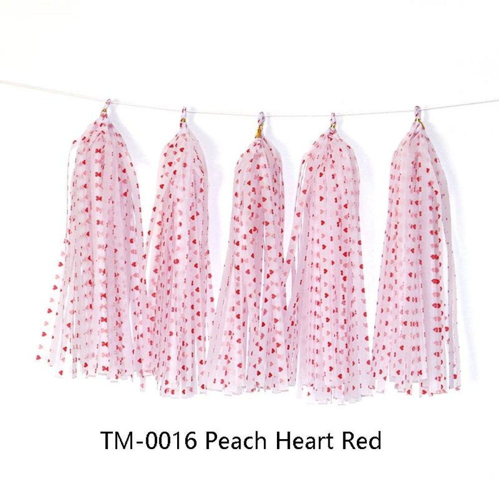 Color Polka Dot Paper Tassels Birthday Room Decoration Ribbon Garland(TM-0016 Peach Heart Red)