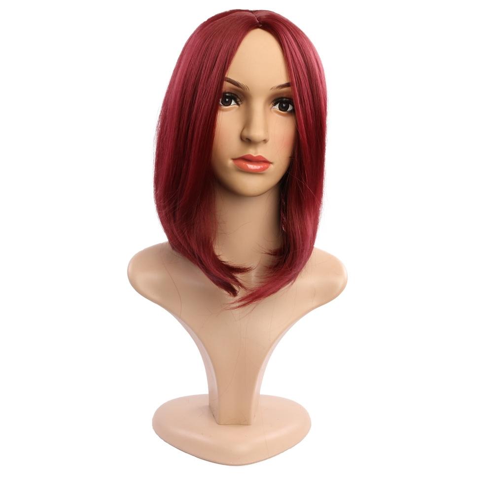 Ladies Short Hair Bobo Head Synthetic Hair Cover, Colour: Red Wine