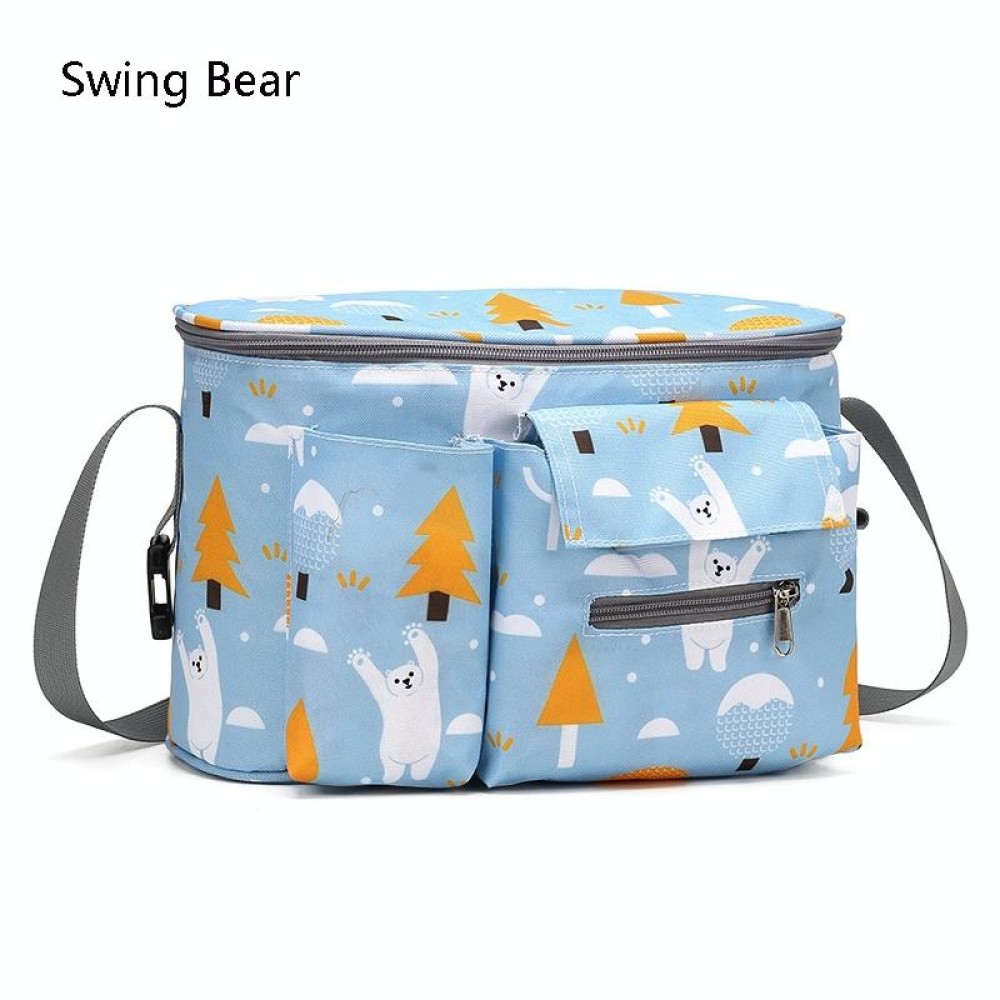 Multifunctional Baby Stroller Hanging Bag Baby Supplies Storage Bag(Swing Bear)