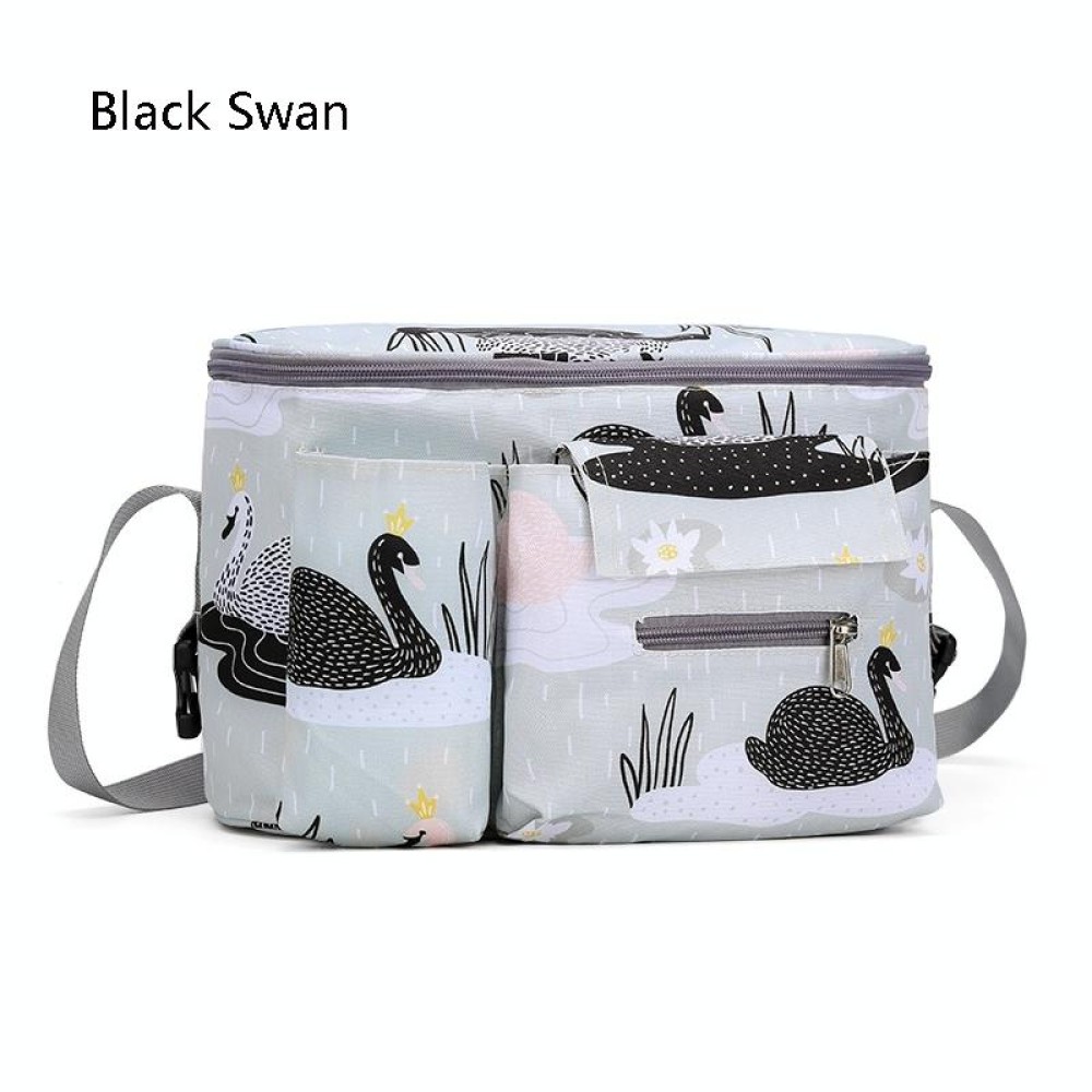 Multifunctional Baby Stroller Hanging Bag Baby Supplies Storage Bag(Black Swan)