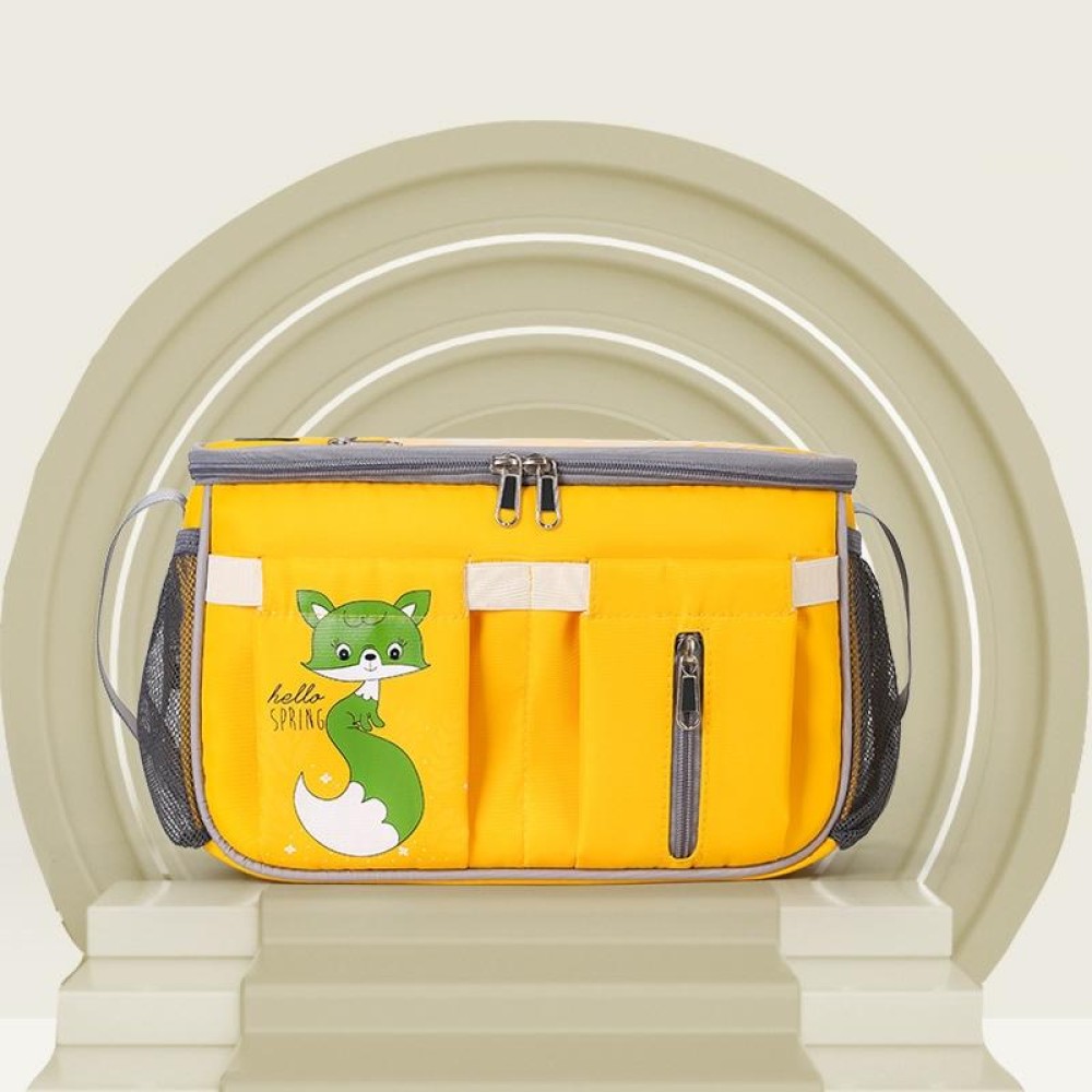 Large-Capacity Multifunctional Baby Carriage Bag USB Universal Baby Carriage Hanging Bag(Fox Yellow)