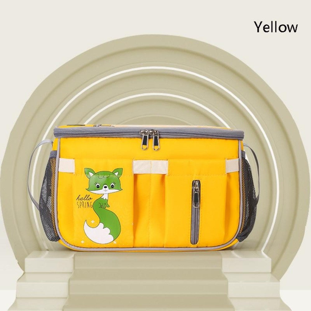 Large-Capacity Multifunctional Baby Carriage Bag USB Universal Baby Carriage Hanging Bag(Fox Yellow)