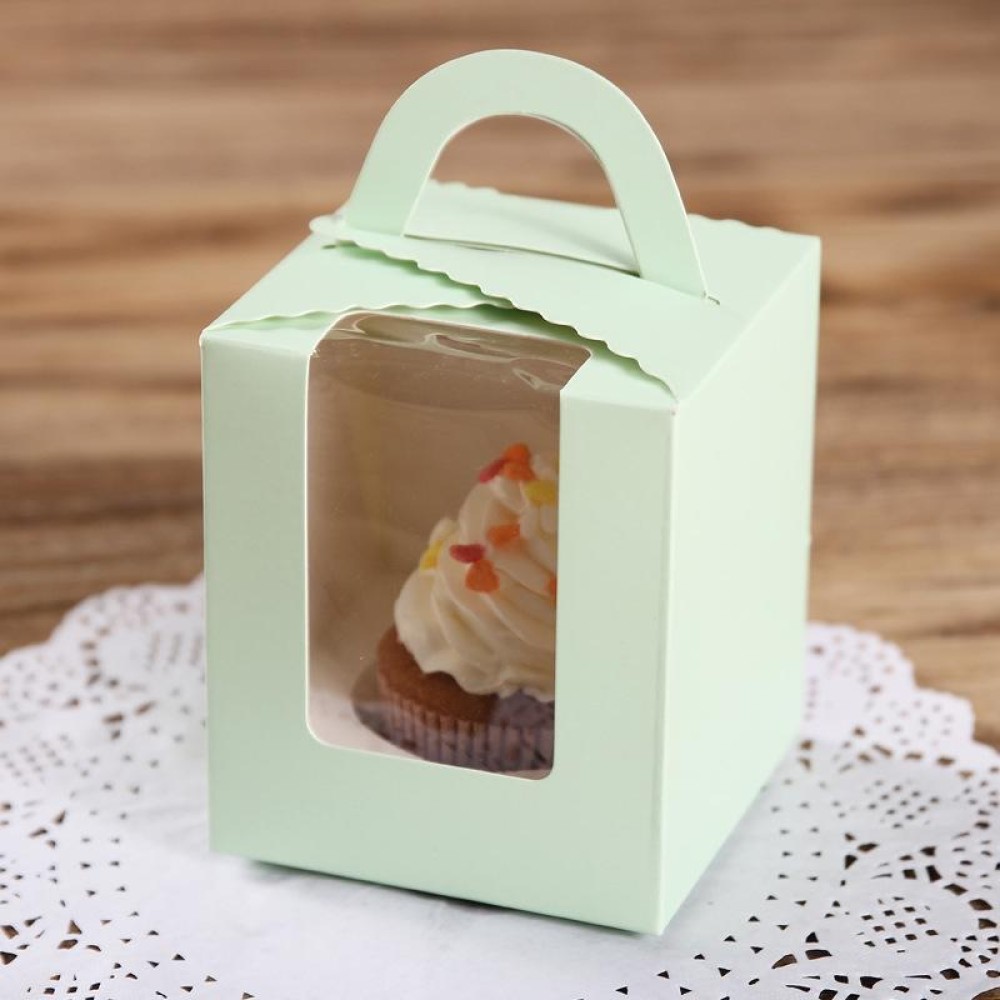 50 Pieces Muffin Cup Cake Box Portable Window Cake Packaging Box(Light Green)