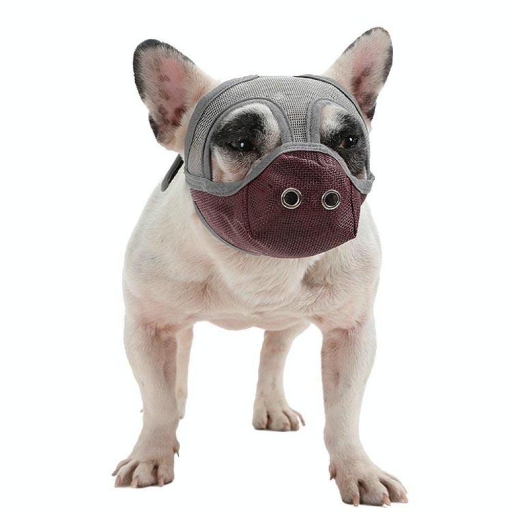 Bulldog Mouth Cover Flat Face Dog Anti-Eat Anti-Bite Drinkable Water Mouth Cover S(Grey Red)