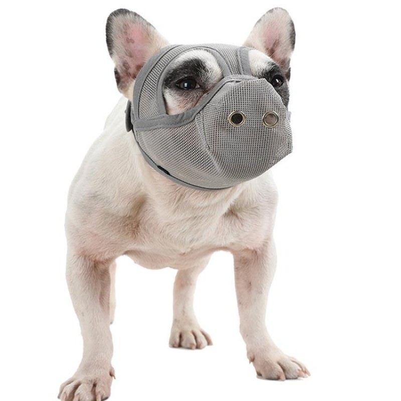 Bulldog Mouth Cover Flat Face Dog Anti-Eat Anti-Bite Drinkable Water Mouth Cover S(Gray)