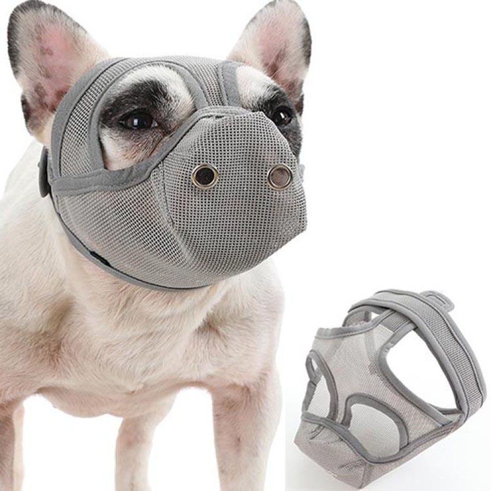 Bulldog Mouth Cover Flat Face Dog Anti-Eat Anti-Bite Drinkable Water Mouth Cover L(Gray)