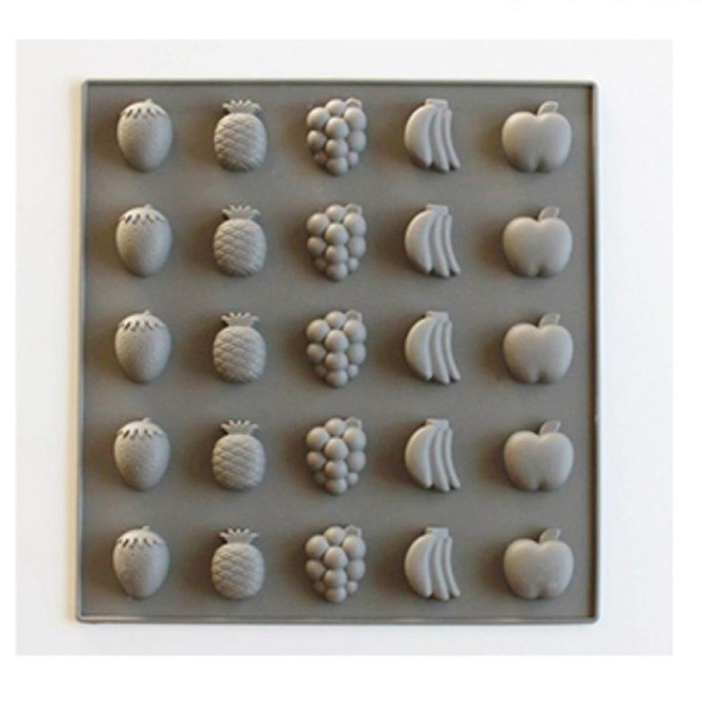 Silicone Cake Mold 25 Grid Fudge Hard Candy Silicone Biscuit Mold(Fruit)