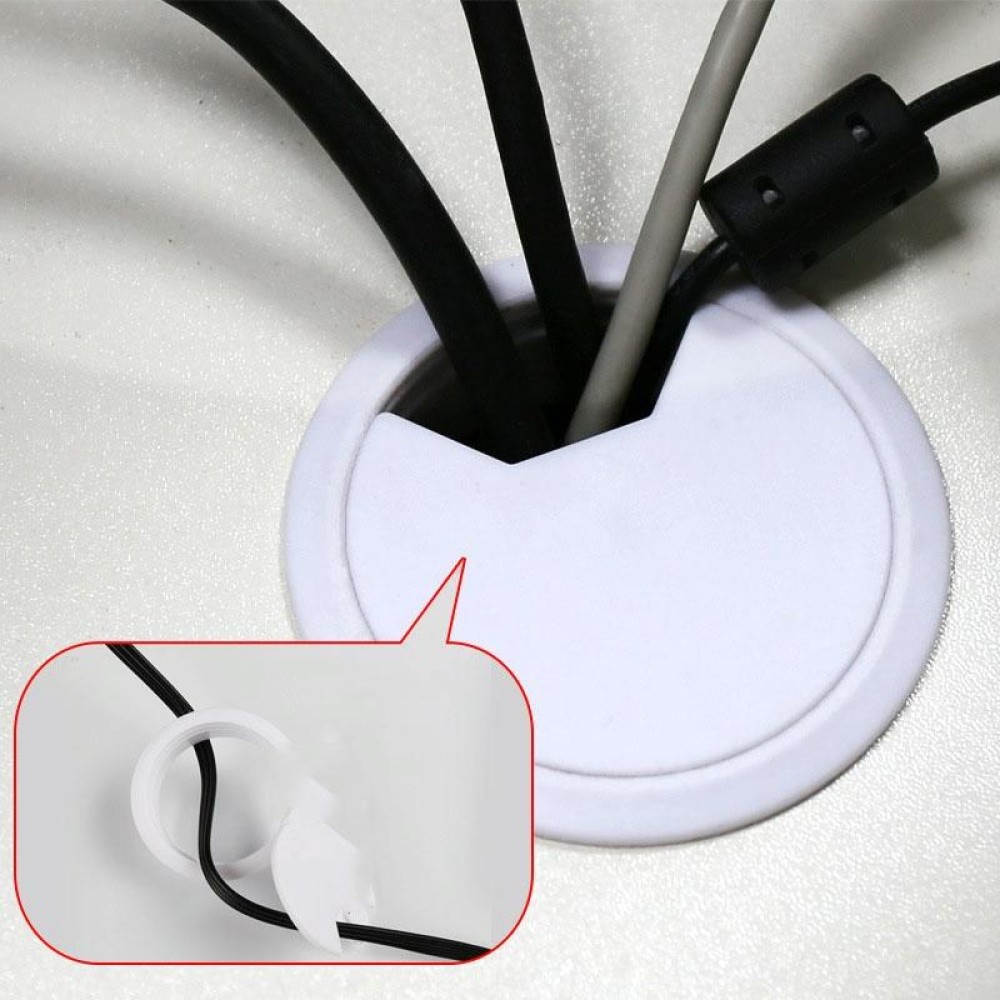 ABS Plastic Round Cable Box Computer Desk Cable Hole Cover, Specification: 80mm (White)
