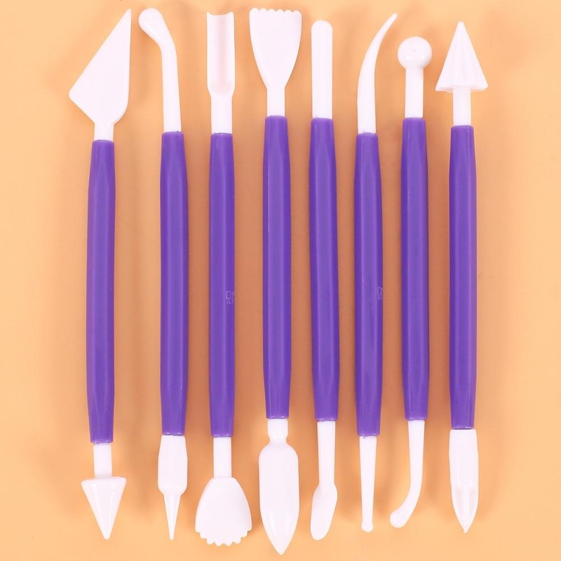 10 Sets Carving Pen Cake Fondant Carving Knife Making Cutting Tool 01030 Purple (OPP Bag Packaging)