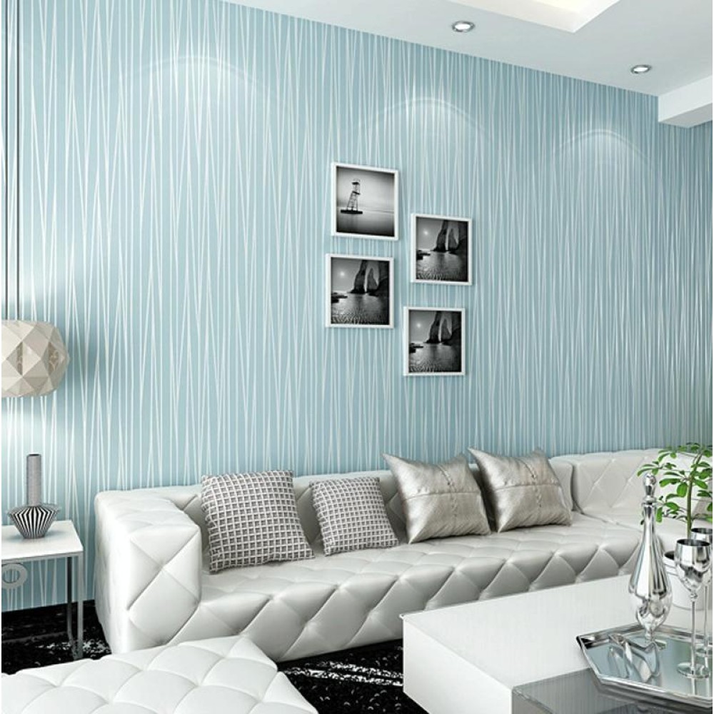 Modern Minimalist Bedroom Living Room Self-Adhesive Non-Woven Wallpaper Sticker, Specification: 0.53 x 3 Meters(7065 Light Blue)