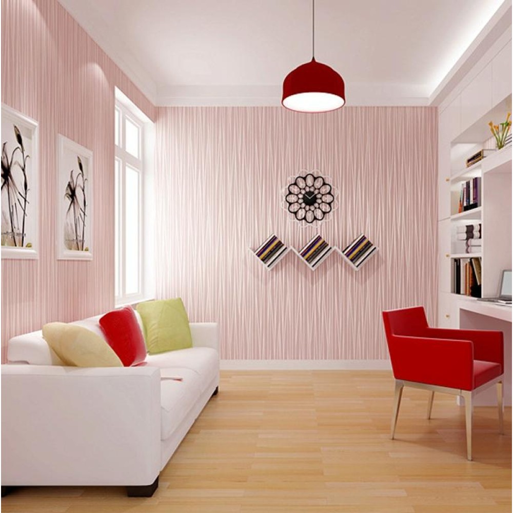 Modern Minimalist Bedroom Living Room Self-Adhesive Non-Woven Wallpaper Sticker, Specification: 0.53 x 3 Meters(7066 Light Pink)