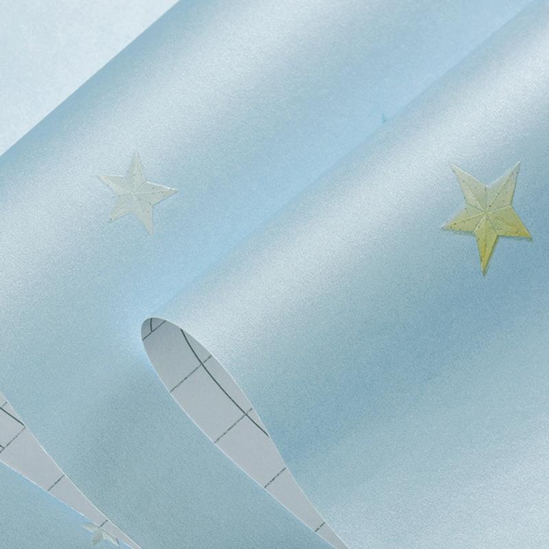 0.53 x 3m 3D Stars Moon Self-Adhesive Wallpaper Mediterranean Children Wall Sticker(1506 Light Blue)