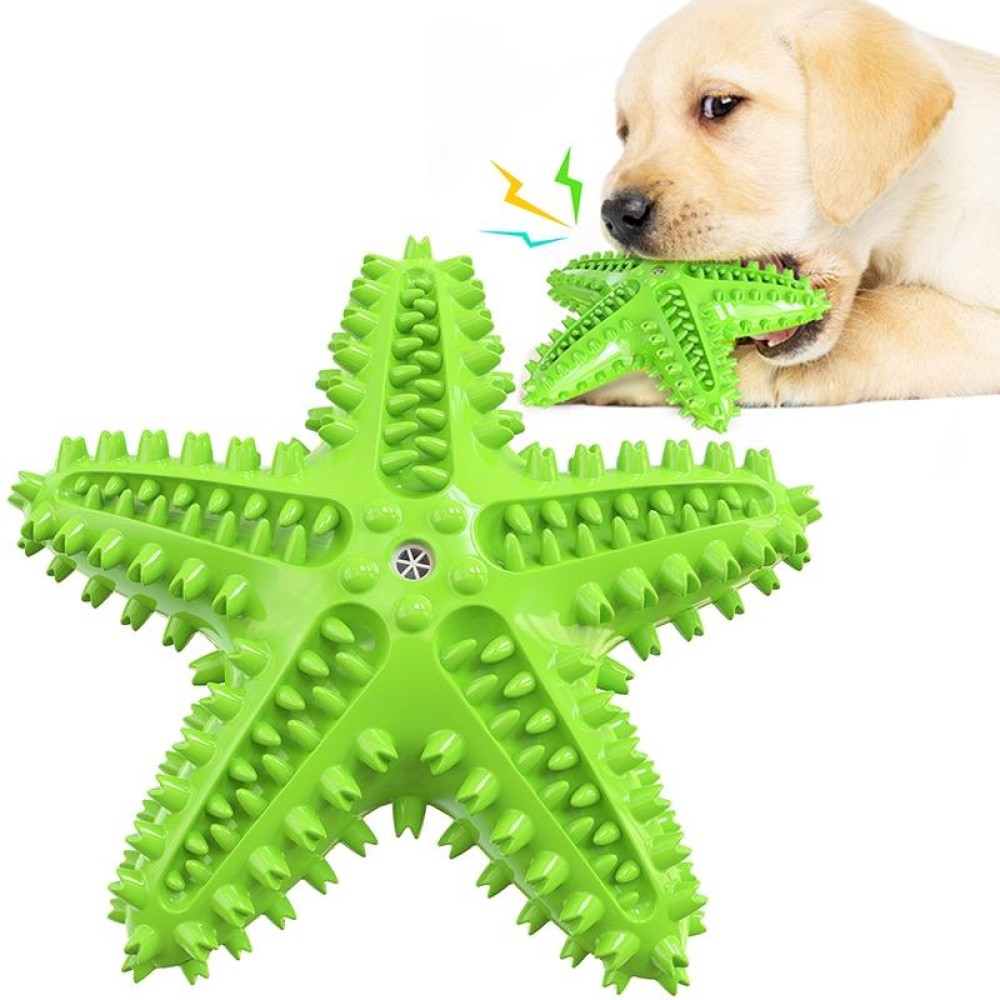 Starfish Voice Pet Dog Toy Molar Stick Leaking Food Dog Toothbrush(Green)