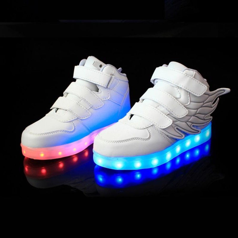 Children Colorful Light Shoes LED Charging Luminous Shoes, Size: 25(White)