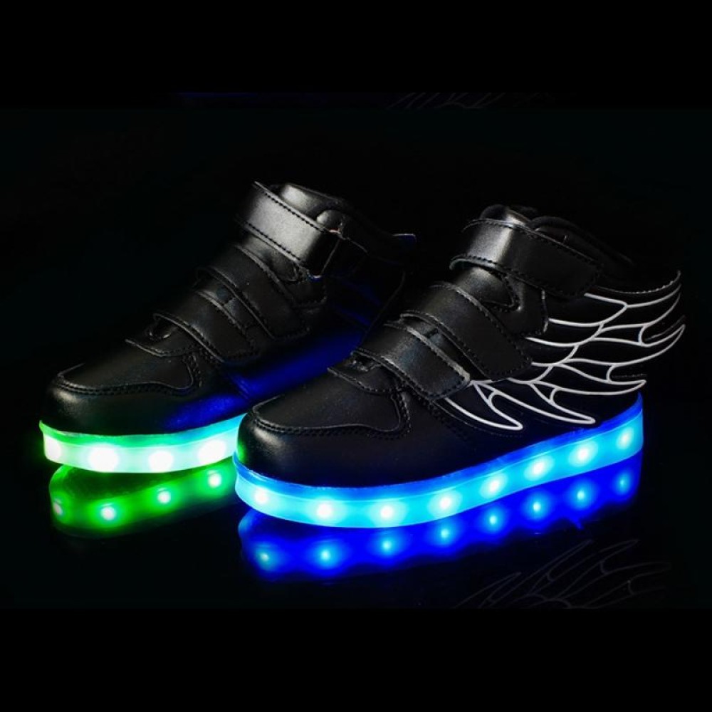 Children Colorful Light Shoes LED Charging Luminous Shoes, Size: 26(Black)