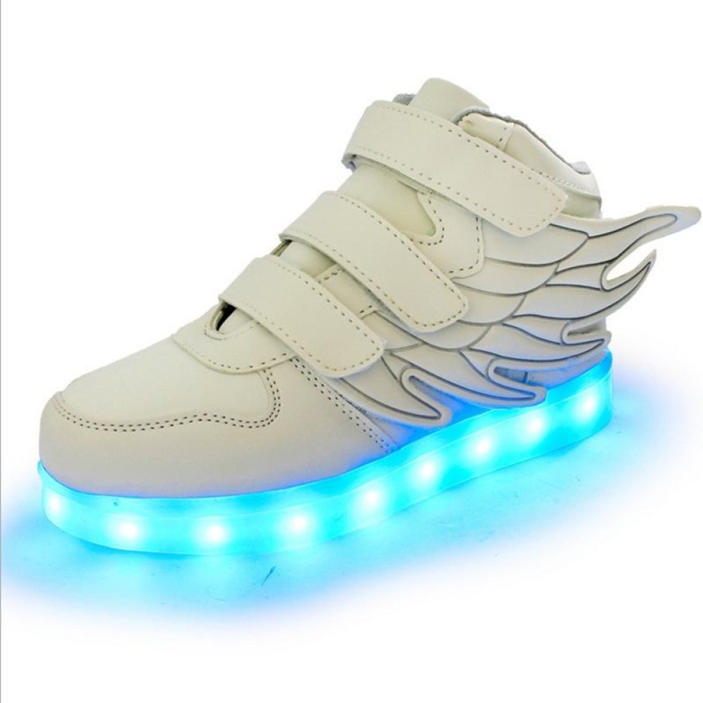 Children Colorful Light Shoes LED Charging Luminous Shoes, Size: 27(White)
